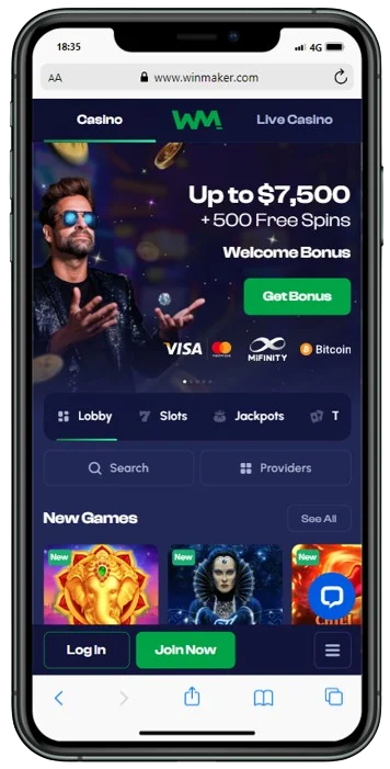 Winmaker Casino App on iOS